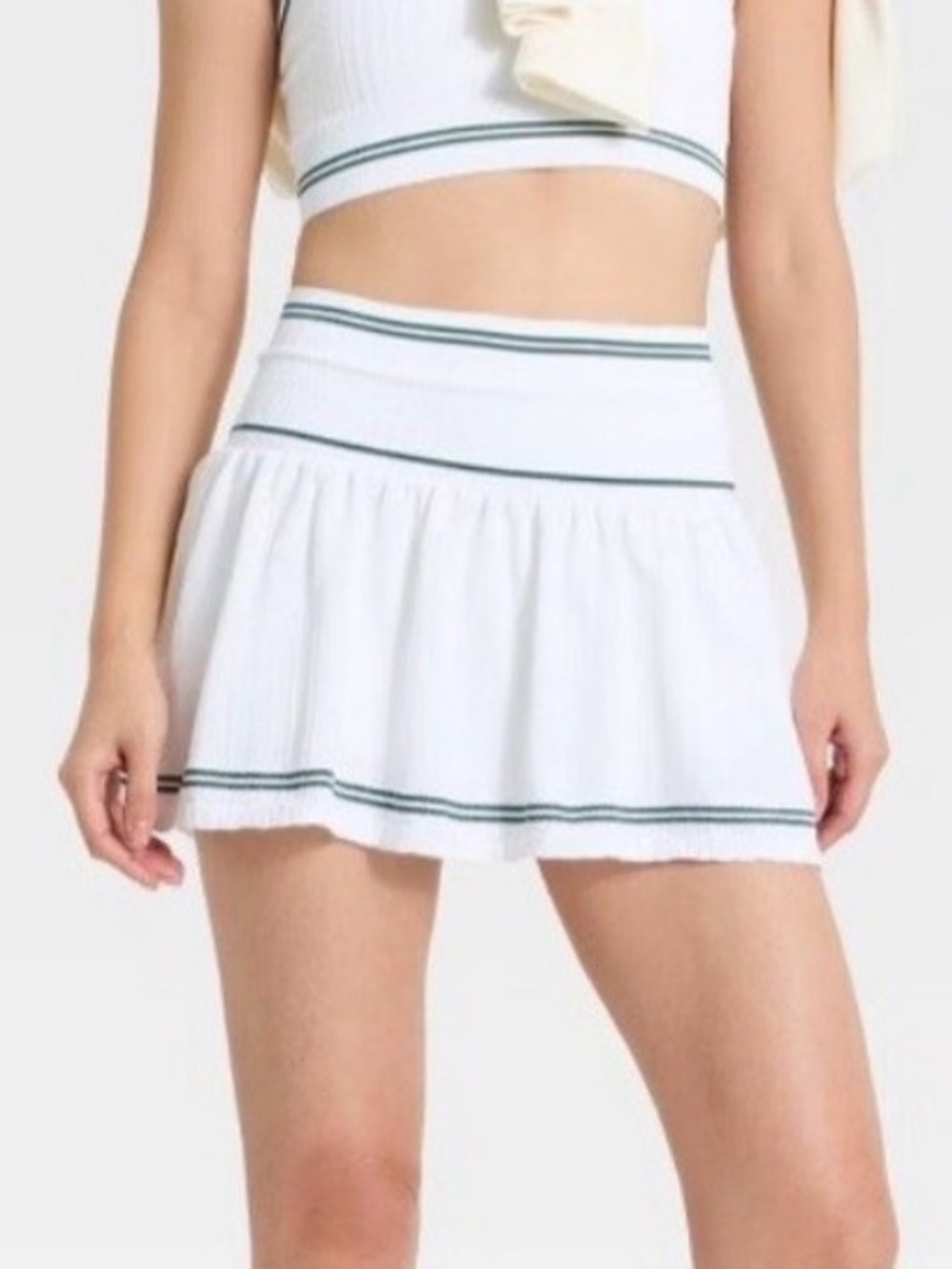Target White Circle Skirt with Green Stripe Trim